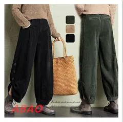 ワイドパンツ レディース コーデュロイ 秋冬 パンツ 裏起毛 ボトムス レディース コーデュロイパンツ ウエストゴム ワイドパンツ ハイウエスト きれいめ パンツ ワイド 秋 冬 コクーン ロング コクーンパンツ  xzxiaoyun100