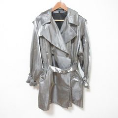 美品 初期 KATHARINE HAMNETT キャサリンハムネット 90S ヴィンテージ メタリック トレンチコート サイズM シルバーカラー レディース 古着 中古 USED