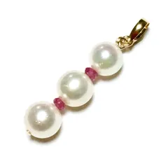 【在庫セール】【Rvaru】 K18トップ アコヤ本真珠 7～7.5mm パール ルビー ペンダントトップ K18YG 18金イエローゴールド ネックレストップ 誕生石 天然石