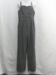 ◇ ◎●未使用● ⊇ FILLOU 斜めストライプ オールインワン サイズL ダークグレー ブラック レディース E  【1409100038323】