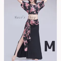 ⭐︎再入荷⭐︎ベリーダンスレッスン着　オリエンタル　練習着　M 衣装　ウェア　トップス　ヒップスカーフ　未使用　ラテンダンス　ウェアセット　上下セット　セットアップ 　黒　ブラック　さくら 春