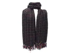 ■新品同様■ SAINT LAURENT サンローラン フリンジ マフラー 防寒具 レディース ブラック系 FJ2962のサムネイル