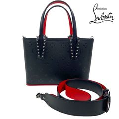 2674　Christian Louboutin　クリスチャンルブタン　カバタ ミニ　2wayバッグ　ブラック/レッド　極美品