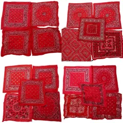 古着卸 まとめ売り ペイズリー柄 バンダナ  小物 19枚セット (ユニセックス ) レッド 赤 レッドホワイト 中古 古着 NA8052