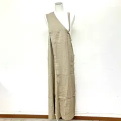 BRISEMY アシンメトリー ワンショルダー ワンピース リネン混 ベージュ