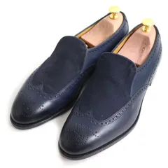 【ドンドン見直し】未使用品◆エドワードグリーン WIGMORE E202 ウイングチップ レザーシューズ 紺 8 8 1/2 メンズ 英国製 箱・保存袋付きのサムネイル