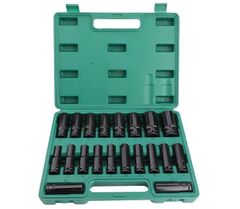20本 ディープソケット ロングソケット レンチ インパクト 六角軸 工具 DIY 1/2インチ 12.7mm ソケット 収納ケース付き 差込角