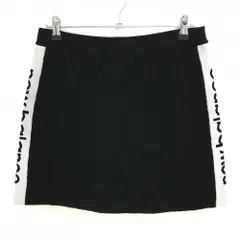 ニューバランスゴルフ ニットスカート 黒×白 ヘリンボーン編み サイドライン ウエストゴム レディース 2(L) ゴルフウェア New Balance