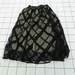 ◇ Θ BLUEEAST ブルーイースト チェック柄 チュール ロング ギャザー スカート サイズ2 ブラック ベージュ系 レディース E  【1509100076469】