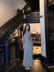 新品未使用 春の必需品 ニットワンショルダーワンピース フェミニン ロング丈 モテ服