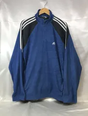 90S~ 古着 adidas アディダス ハーフジップ 3ライン フリースジャケット サイズo ブルー系 スポーティ