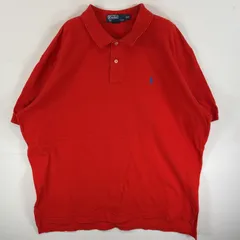 古着 90's/90年代 ポロバイラルフローレン Polo by Ralph Lauren 鹿の子 半袖 ポロシャツ ワンポイント ロゴ 刺繍 大きいサイズ カラーポロ XXL  オレンジ 無地 メンズ