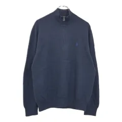 Polo by Ralph Lauren ポロ ラルフローレン ハーフジップ コットンセーター ネイビー(メンズ L)中古 古着 V3160
