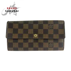 美品 LOUIS VUITTON ルイヴィトン ダミエ ポルトフォイユ サラ ブラウン ゴールド金具 N61734 長財布 ロングウォレット レディース 504478【中古】