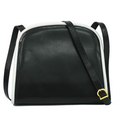 本物 サルヴァトーレ フェラガモ Salvatore Ferragamo レザー ショルダーバッグ ポシェット ブラック ホワイト バッグ 中古 【フォロー割】
