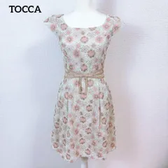 【美品】トッカ 花柄刺繍 Aラインフレア 半袖ワンピース　34