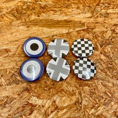 6個セット ターゲットマークカスタムver.×2 モノクロユニオンジャック×2 チェッカーフラッグ×2 缶バッジ 32mm モッズマーク イギリス国旗 UK バッチ バッヂ ロッカーズ PUNK パンク べスパ トライアンフ
