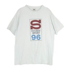 STUSSY ステューシー 90s 白タグ USA製 STUSSY SPORT 半袖 Tシャツ ライトブルー系 XL【中古】