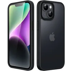 【数量限定】14 Plus iPhone 6.7インチ用 耐衝撃性ミリタリーグレードの落下防止 マットケース つや消しの半透明の背面電話カバー 指紋防止 JEDirect (ブラック)