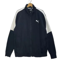 PUMA/プーマ トラックジャケット フルジップ ライトアウター 長袖 ワンポイントプリント オーバーサイズ ビックシルエット CHINA製 メンズ XXL ブラック/ホワイト