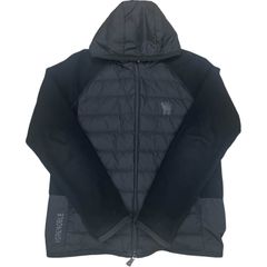 MONCLER モンクレール 21AW グルノーブル マグリアカーディガン G20978G00019 80093 Lサイズ ブラック フリース切替【中古】12502K79