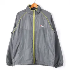 フィラ ナイロンジャケット ウィンドブレーカー 裏ボア 中綿入り アウター スポーツウェア トレーニング メンズ Lサイズ グレー FILA 【中古】
