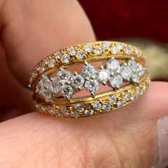 K18pt900 ダイヤモンドリング 6.1g 約15号 1ct