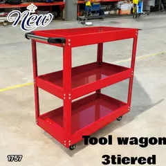 #1757 ツール 3段 カート ワゴン レッド  DIY 作業 スムーズ 360°回転 キャスター ロック付き 静音性 重量8.5kg 耐荷重10kg 部品ケース 付属 ドライバーホール付き ※一部地域離島別途配送料有