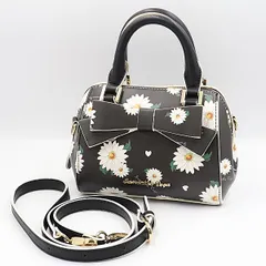 美品 サマンサベガ レザー 花柄 ブラック/ホワイト ゴールド金具 2way ハンドバッグ/ショルダーバッグ TCY 2000000 NSK