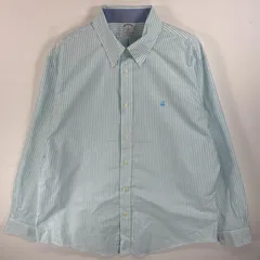 古着 ブルックスブラザーズ Brooks Brothers 長袖シャツ ボタンダウンシャツ ワンポイント ロゴ 刺繍 1818 XL  水色系 ストライプ メンズ