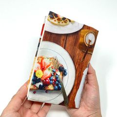 ハンドメイド＊リバーシブル 布ブックカバー 文庫本サイズ（グッドモーニング柄／2way仕様）B184