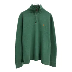 Polo by Ralph Lauren ポロ ラルフローレン ハーフジップ コットンセーター グリーン(メンズ M)中古 古着 U5875
