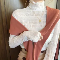 再入荷 シースルー ハイネック シアートップス 透け感 ホワイト タートルネック　【felice ショルダーバッグ 041112】