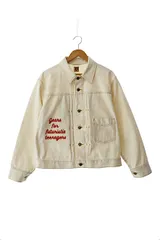 ヒューマンメイド HUMAN MADE 22SS WORK JACKET DOG ロゴ ドッグ 刺繍 ワーク デニム ジャケット HM22JK008 M 白 オフホワイト ブランド古着ベクトル 中古☆AA★250321