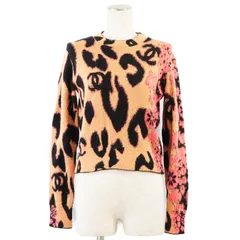 【美品】CHANEL シャネル ニット セーター P75361 ジャイアント レオパード COCOマーク ロゴ チャーム カシミヤ × モヘア クルーネック 長袖 トップス レディース サイズ 36 カッパー ブラック ピンクレッド イタリア製のサムネイル