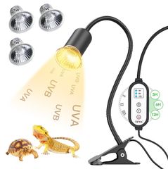 爬虫類ライト UVA+UVB 紫外線ライト 亀ライト 保温電球 TFNN バスキング ライト 光量調節コード 無段階調光 タイマー機能 アナログ太陽 角度調節 爬虫類 両生類用ライト