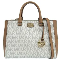 【本物保証】 超美品 マイケルコース MICHAEL KORS 2WAYバッグ ハンドバッグ ショルダーバッグ 斜め掛け ロゴ アイボリー ブラウン