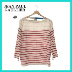 美品 JEAN PAUL GAULTIER ジャンポールゴルティエ トップス カットソー 七分袖メジャー柄 レディース レッド 40