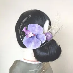 胡蝶蘭 紫 成人式 卒業式 結婚式　髪飾り * 水引 金箔 セット * #135
