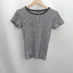 ◇ ⊂ agnes b. アニエスベー ボーダー柄 半袖 カットソー サイズ1 ブラック ホワイト レディース E  【1501230044134】