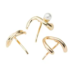 【ゴールド×3セット】[Cream dot. クリームドット公式] ヘアアクセサリー レディース 3点セット ポニーフック パール メタル ウェーブ 艶 ぷっくり ヘアフック ヘアカフス ヘアアクセ ヘアアレンジ 簡単 まとめ髪 髪留め 編み下ろし 大人