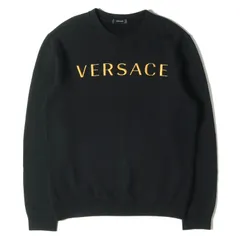 VERSACE ヴェルサーチ スウェット ロゴ 刺繡 スウェット サイズ:L プルオーバー トレーナー コットン クルーネック 裏起毛 エンブロイダリー A87019S A230902 ブラック 黒 トップス 長袖のサムネイル