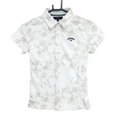★特価★【超美品】キャロウェイ 半袖ポロシャツ 白×ベージュ 花柄 レディース S ゴルフウェア Callaway