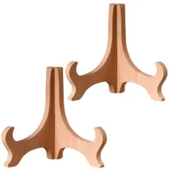 新品 2個セット　木製　プレートスタンド　ディスプレイスタンド　写真立て　5サイズ　イーゼル　額立て　賞状　 (高さ17.5cm（対応直径：22～25cm）)