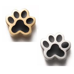 肉球 304ステンレスチール スライドチャーム　アクセサリーパーツ エナメルスタイル 猫柄
