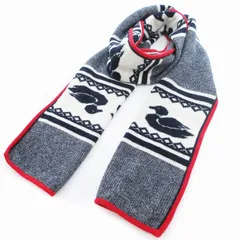 トムブラウン THOM BROWNE KOE マフラー ストール 総柄 紺 ネイビー 白 ホワイト 赤 レッド /OUのサムネイル