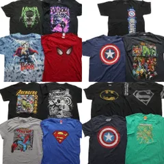 古着卸 まとめ売り マーベル DCコミック 半袖Tシャツ 15枚セット (メンズ Ｌ )キャプテンアメリカ スパイダーマン トール 中古 古着 MZ9687