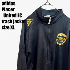 【稀少】USA古着　adidas　アディダス　Placer United FC サッカー クラブ トラックジャケット　トラックトップ　ジャージ　ジャケット　サイズXL　ブラック　ロゴ刺繍　メンズ　ヴィンテージ