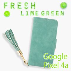【処分】 Google Pixel 4a ケース 手帳型 おしゃれ Pixel4a かわいい カバー ピクセル4a ストラップ 緑 グリーン ミラー レザー 革 送料無料 安い スマホケース
