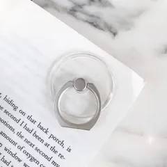 スマホリング クリア 透明 シルバー シンプル スマホスタンド 落下防止